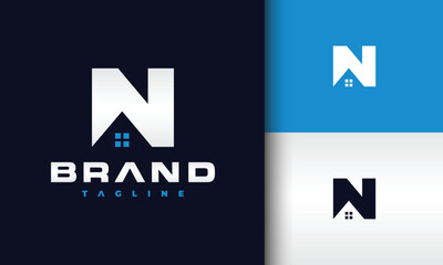 letter N roof house logo