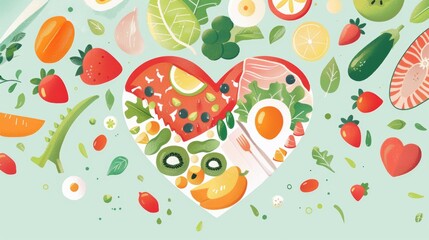 Heart-Healthy Foods Poster: Promoting the DASH Diet for Cardiovascular Wellness with Engaging Graphics