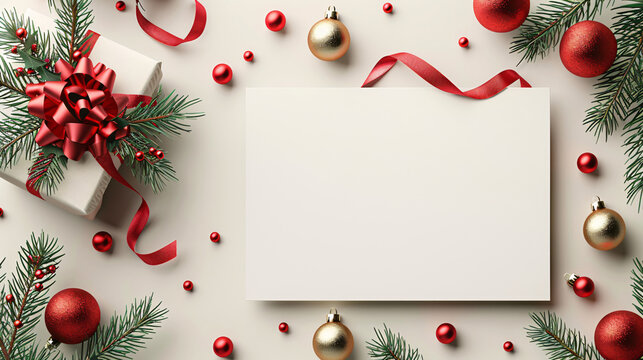 Elegant Christmas invitation card with decorative elements and festive symbols