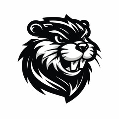 cartoon illustration of a fierce otter in black and white © Ngilustrasi