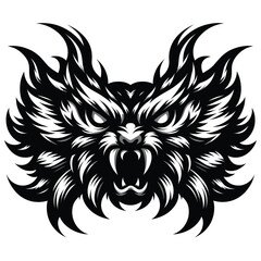 cartoon illustration of a fierce Caterpillar in black and white