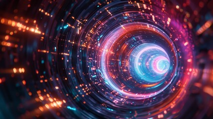 Obraz premium Virtual Vortex: Plunge into the swirling depths of a virtual vortex, where digital realms converge and diverge in a mesmerizing whirlwind of data and imagination, promising infinite possibilities.