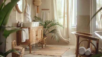 Obraz premium Boho bathroom interior decor