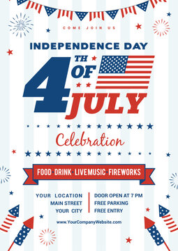 Independence day, 4th of July celebration poster templates vector illustration. USA Flyer design