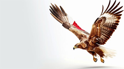 Fototapeta premium The flag of Austria with a golden eagle, white background, super realistic, copy space