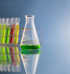 Algae fuel biofuel industry lab researching for alternative to fossil algae fuel or algal biofuel. Zero carbon emission concept.