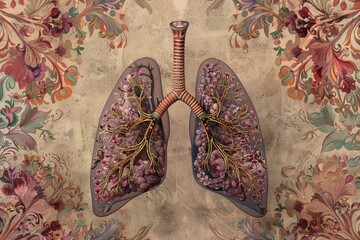 illustration of lungs with intricate designs