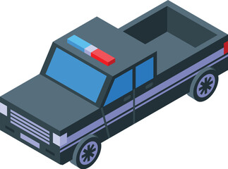 Isometric black police pickup truck for patrolling the city and ensuring public safety © ylivdesign