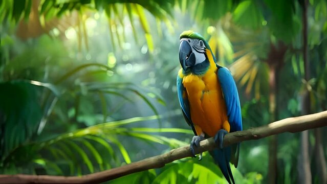 A colorful parrot on a tree branch