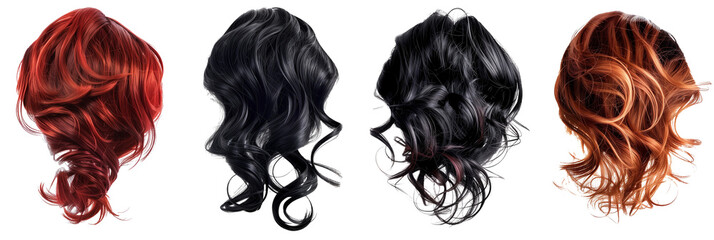 modern stylish hair wig isolated on transparent background 