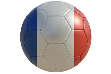 Fototapeta premium Football ball with french flag isolated on white transparent. Soccer in France