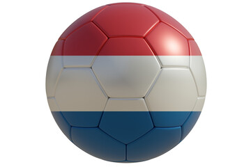 Fototapeta premium Football ball with dutch flag isolated on white transparent. Soccer in Netherlands