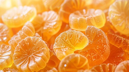 Close-up of lemon-shaped jelly fruit snack, vibrant and glossy, with assorted flavors, isolated on a clean background, with precise studio lighting