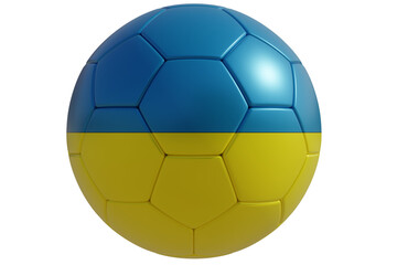 Fototapeta premium Football ball with ukranian flag isolated on white transparent. Soccer in Ukraine