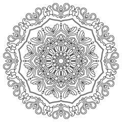 Flower Mandala. Vintage decorative elements. Oriental pattern, vector illustration. Islam, Arabic, Indian, moroccan,spain, turkish, pakistan, chinese, mystic, ottoman motifs. Coloring book page