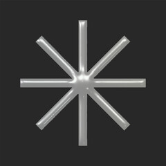 Realistic 3d star chrome y2k for web design. Trendy geometric silver element. Vector y2k illustration