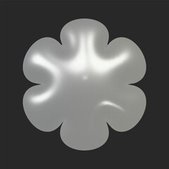 Realistic 3d flower chrome y2k for web design. Trendy geometric silver element. Vector y2k illustration