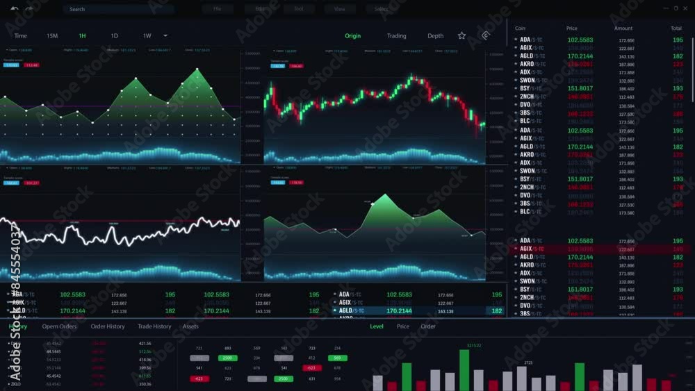 Poster stock market and exchange data of price interface. change and volume. financial indexes change up an