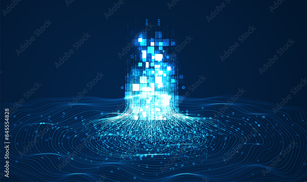 Aufkleber cyber big data flow. network line connect stream. concept of ai technology