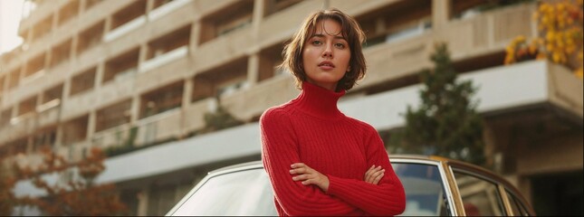 Post soviet time. A women in red jersey.
