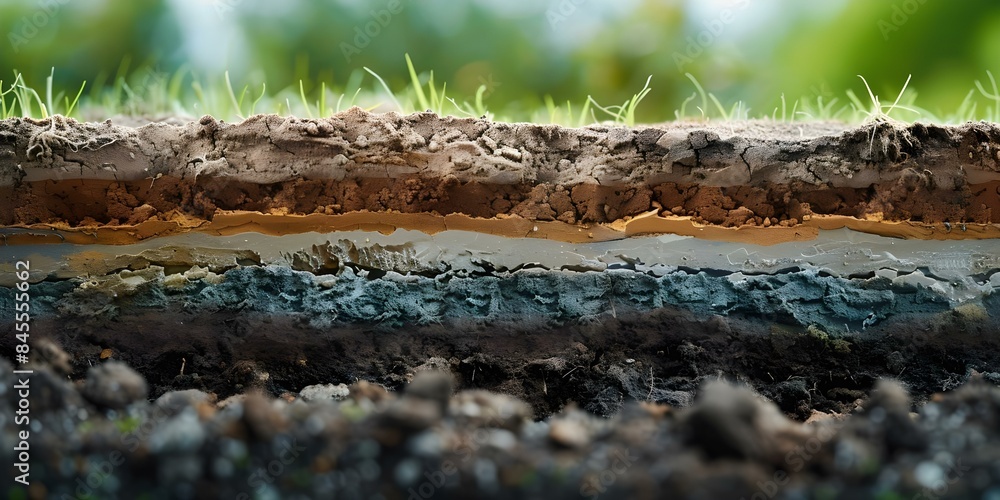 Poster exploring the earth's layers cross-section view of soil composition beneath the topsoil. concept geo