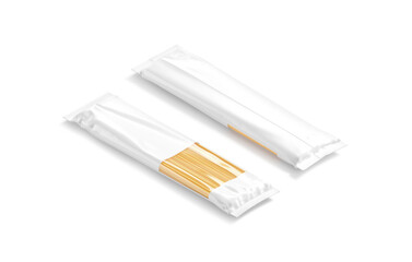 Blank white paper transparent pack with spaghetti pasta mockup, isolated