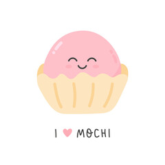 Cute mochi character with kawaii face