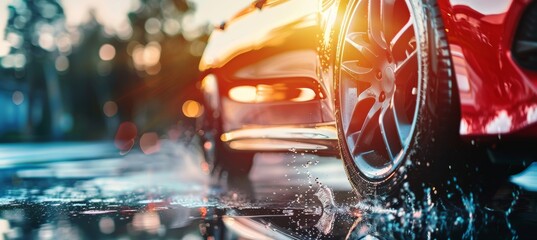 Mobile Car Detailing Service Promotion Highlighting Convenience and Premium Quality with Copy Space