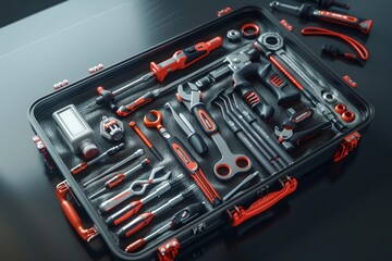 Fototapeta premium Modern Plumbing Tool Set in Professional Case Featuring Latest Technology and Ergonomic Designs