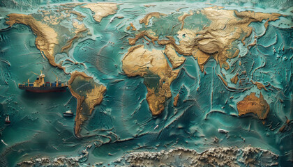 Global Trade Routes, Maps or illustrations showcasing the major trade routes and corridors that facilitate the flow of goods across continents
