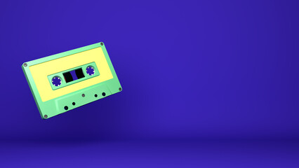 Obraz premium A classic old cassette tape for music or audio recording with background. 3D rendering.