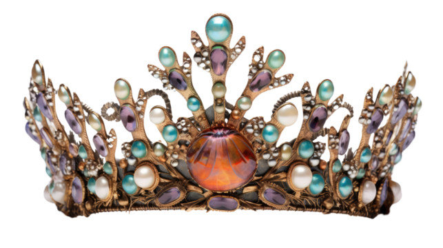 ancient queen crown on a white background