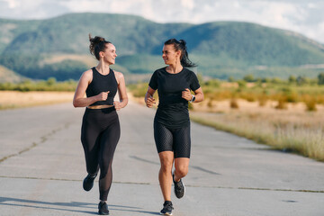 Two Friends Running Together on a Sunny Day, Preparing for Life's Extreme Challenges