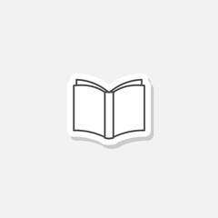 Open book line icon sticker isolated on gray background