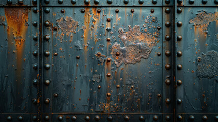 Fototapeta premium Rusty metal surface with rivets