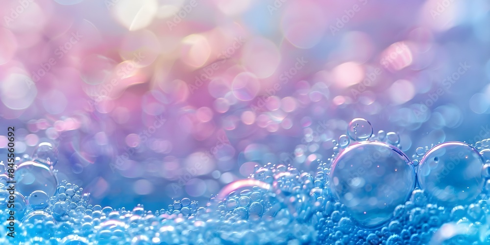 Poster simulating realistic colored bubbles in ai-powered cleaning simulation. concept ai simulation, reali