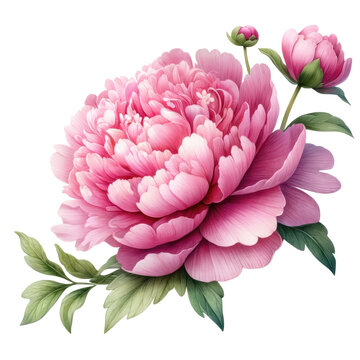 pink peony flower watercolor style on white clip art preview