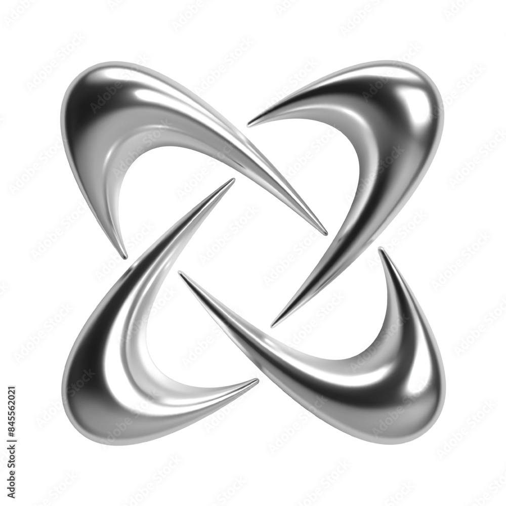 Poster 3d chrome abstract shapes with sleek shiny silver surfaces. isolated vector elements in y2k style, i