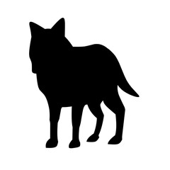 Wolf silhouette icon for wildlife, forest or hunting