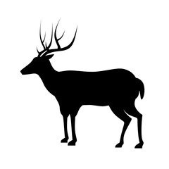 Deer silhouette icon for wildlife, savanna or forest