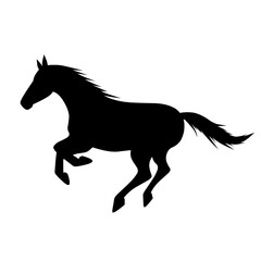 Running horse silhouette icon for equestrian, sport or wildlife