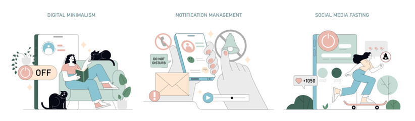 Digital Detox. Flat Vector Illustration