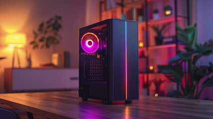 Gaming computer with RGB lights.