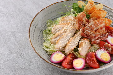 Caesar Salad: Classic salad with romaine lettuce, croutons, Parmesan, and Caesar dressing.