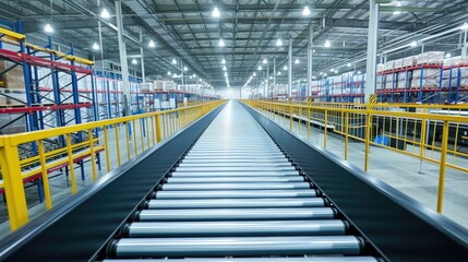 Fototapeta premium Industrial Void: Unoccupied Conveyor Belt