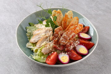Caesar Salad: Classic salad with romaine lettuce, croutons, Parmesan, and Caesar dressing.
