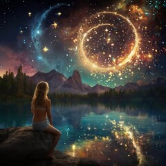 woman at night from fantasy world