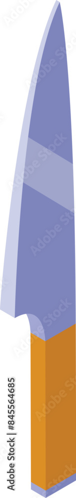 Poster large sharp kitchen knife with a wooden handle pointing up in an isometric view