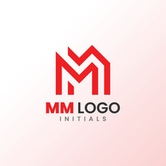 Fototapeta premium General logo with the initials MM in a red color combination that can be customized, simple and simple logo ready to use