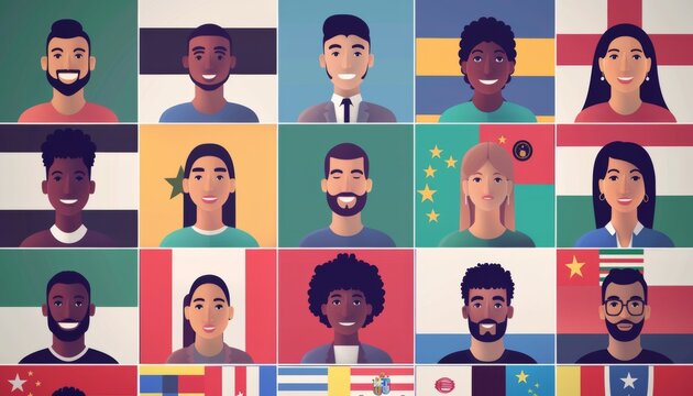 An image depicting a video conference with participants from different countries, each in their unique cultural setting or with flags in their backgrounds, highlights the remote collaboration aspect